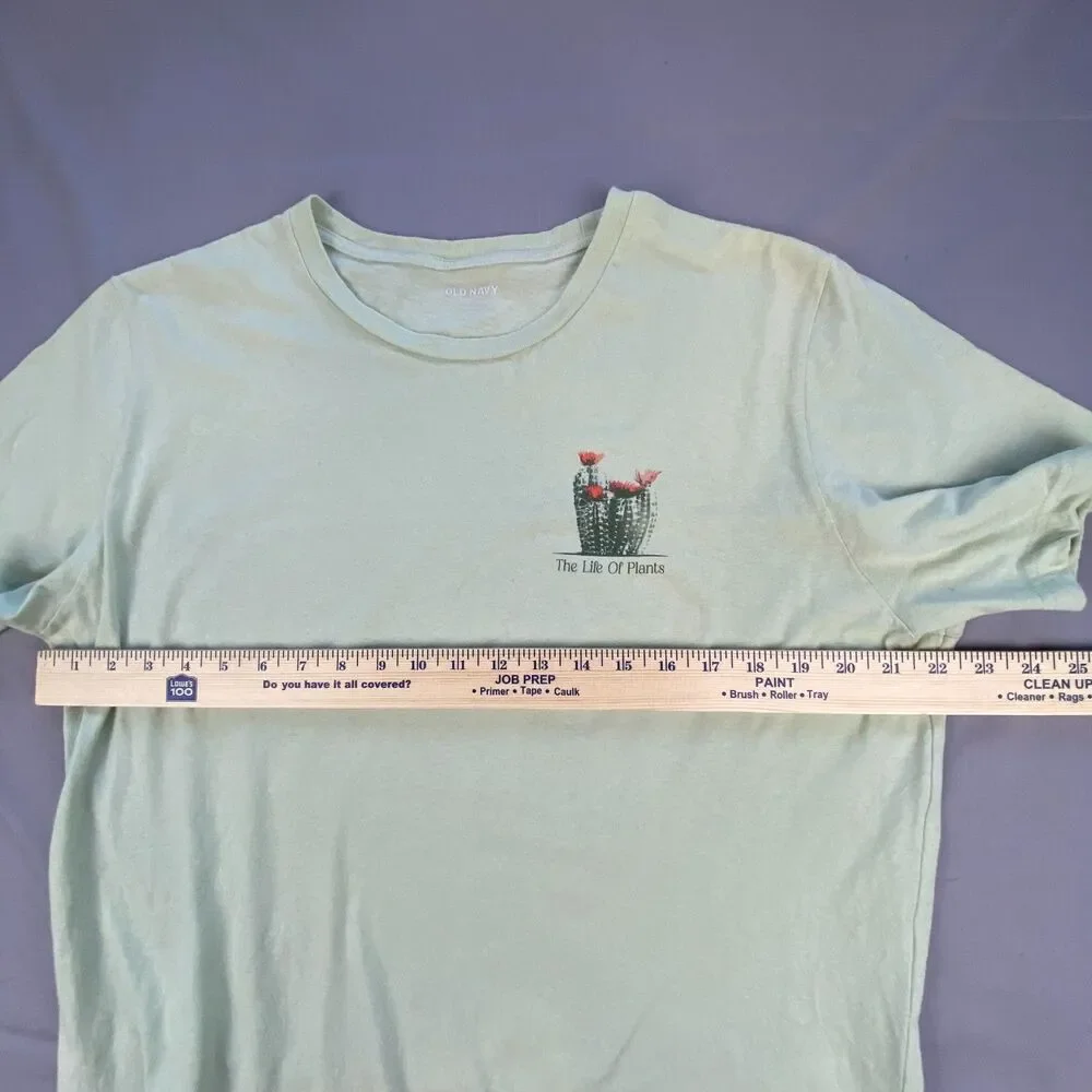 The Life Of Plants Mens Cactus Graphic T-Shirt Short Sleeve Sage Light Green L
